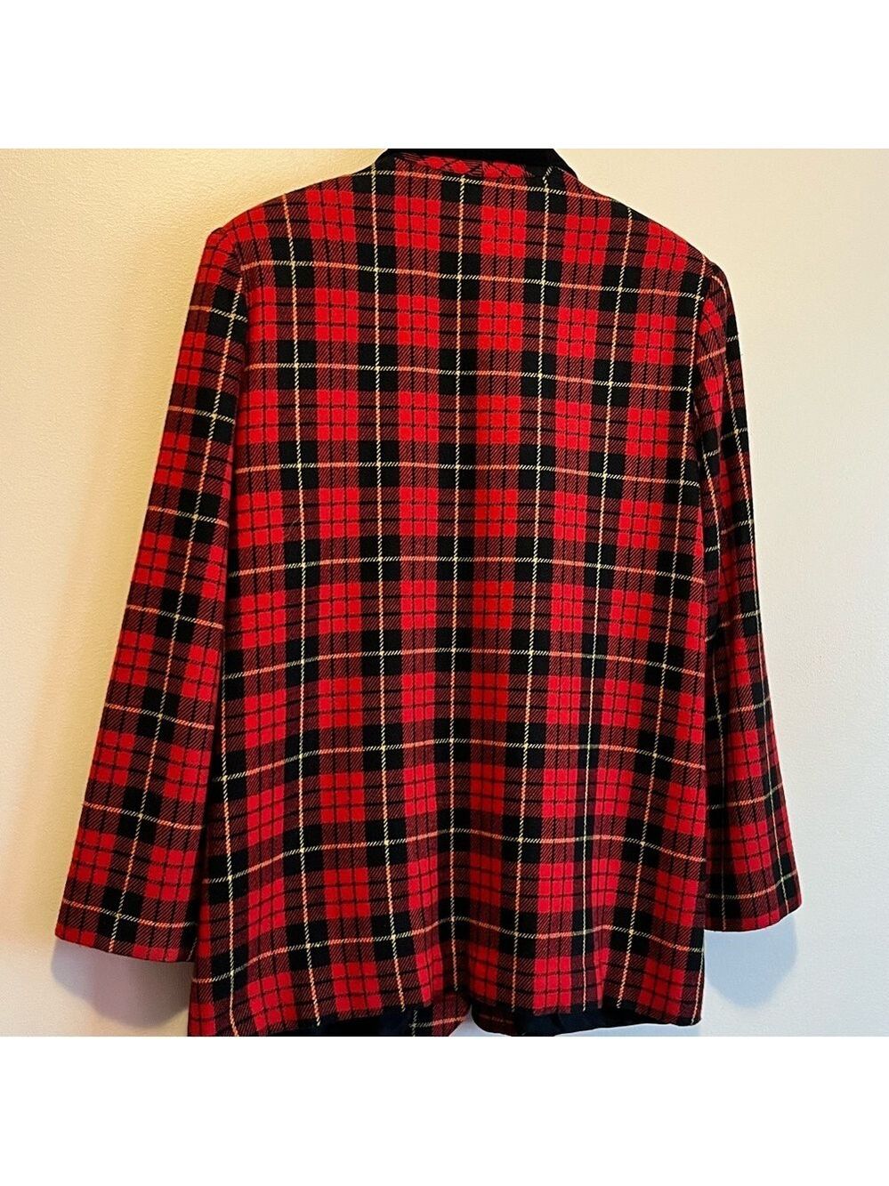Vintage Sag Harbor Tartan Plaid Wool Blend Blazer Jacket Academia Collegiate Lg - Picture 9 of 10